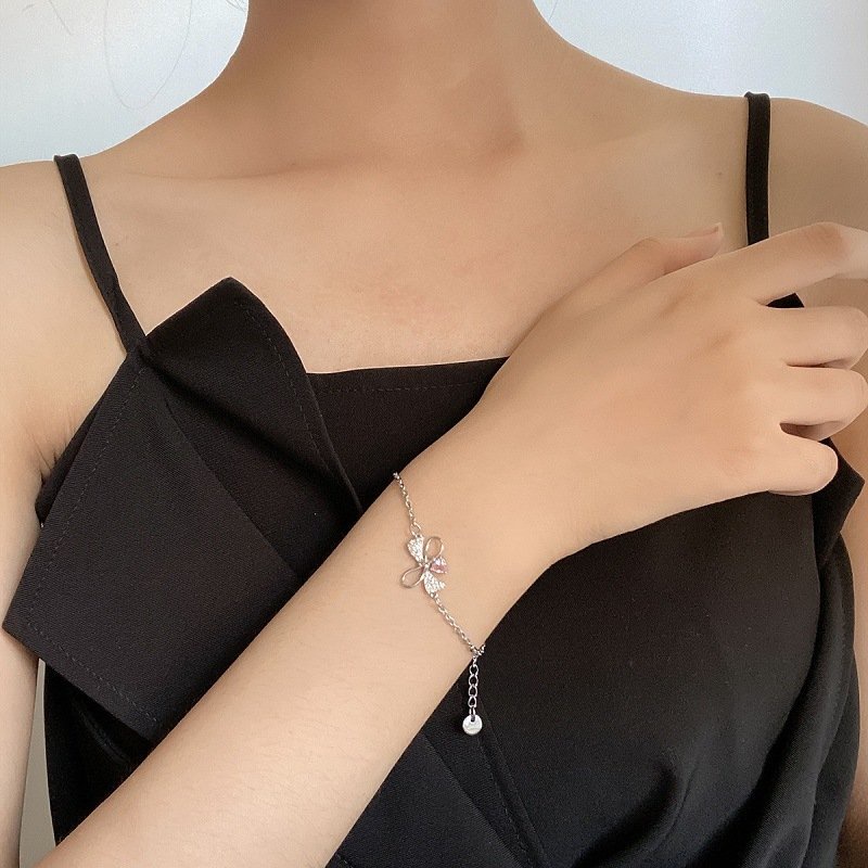 Vòng Tay Mạ Bạc 925 Hai Lớp Đính Đá Zircon Hình Trái Tim Có Thể Điều Chỉnh