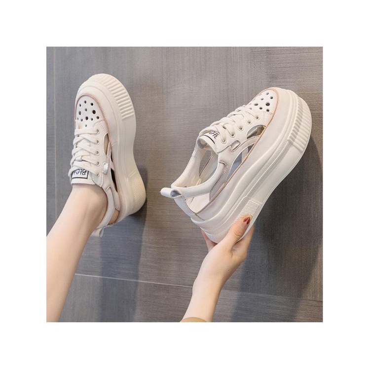 Giày Sandal Da Thật Đục Lỗ Bên Trong Thời Trang Mùa Hè 2023 Cho Nữ