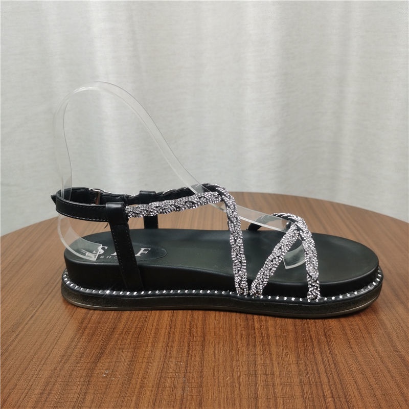 Giày Sandal Đế Mềm Dày Quai Đính Đá Thời Trang Mùa Hè 2022