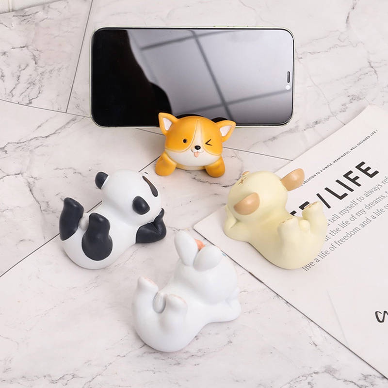 Giá Đỡ Điện Thoại Di Động Hình Gấu Trúc Dễ Thương Bằng Nhựa Resin Để Bàn Trang Trí Văn Phòng