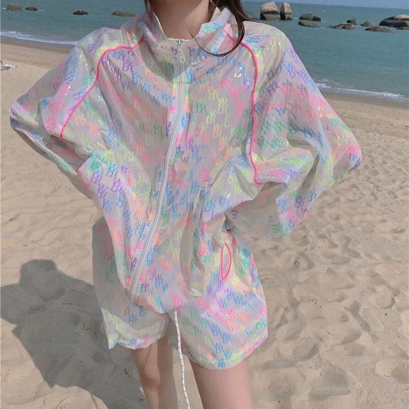 Set Đồ Thể Thao Áo Khoác Chống Nắng Chống Gió Size Lớn + Quần Short Ống Rộng Lưng Thun Thời Trang Mùa Hè Cho Nữ