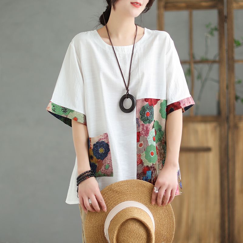 Áo Thun Cotton Lanh Mỏng Tay Ngắn Dáng Rộng Plus Size Thời Trang Mùa Hè Cho Nữ