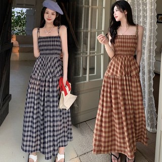 Đầm Hai Dây Dáng Chữ A Họa Tiết Sọc Caro Ngọt Ngào