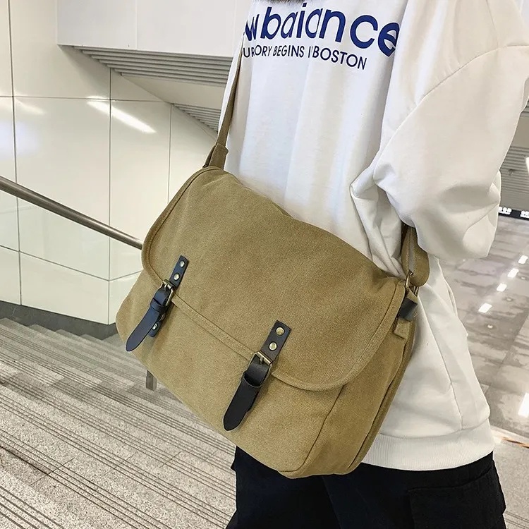 Túi Đeo Chéo Vai Bằng Vải Canvas Phong Cách Nhật Bản Dành Cho Nam Và Nữ bp302