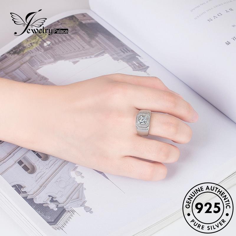 Jewellrypalace Độc đoán Bạc 925 Kim cương Moissanite Nhẫn nguyên bản Nam R1382