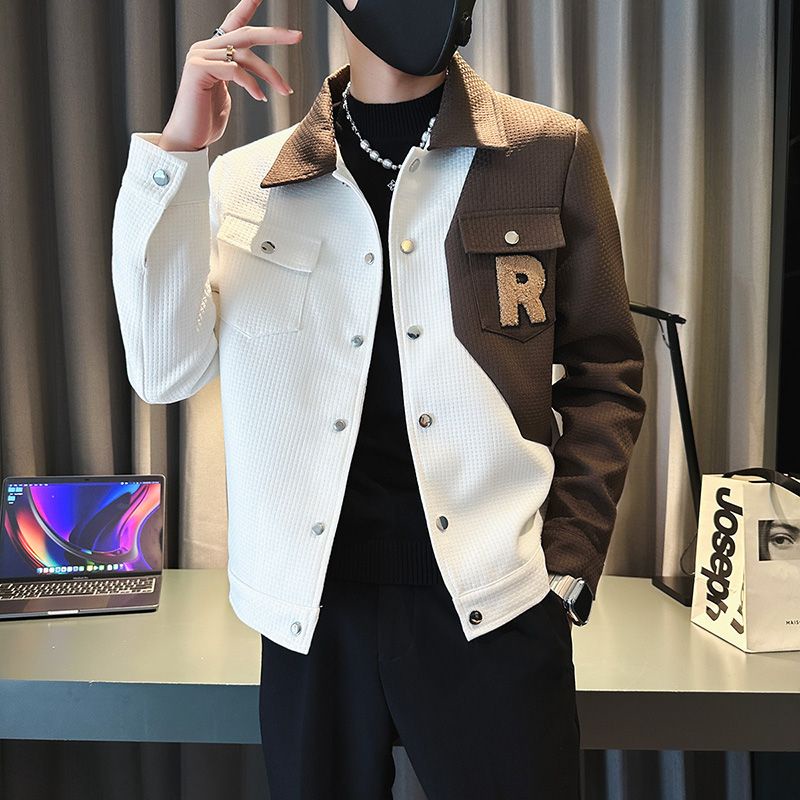 Áo Khoác Tay Dài Màu Sắc Tương Phản Phong Cách Hàn Quốc Thời Trang Cho Nam