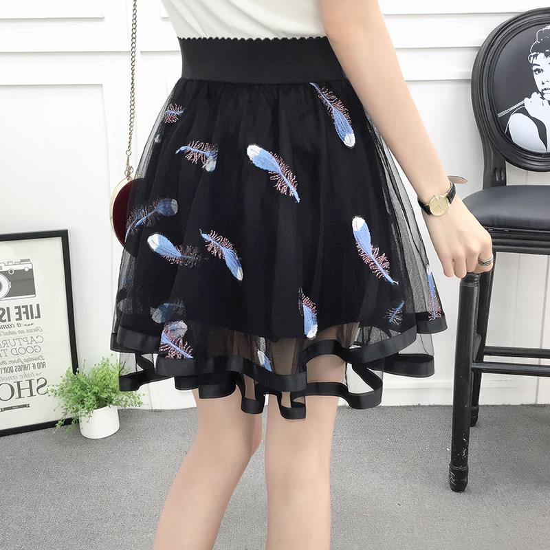 Chân Váy Chữ A Lưng Thun Phối Lưới Thêu Họa Tiết Thời Trang Mùa Hè Mới 2023