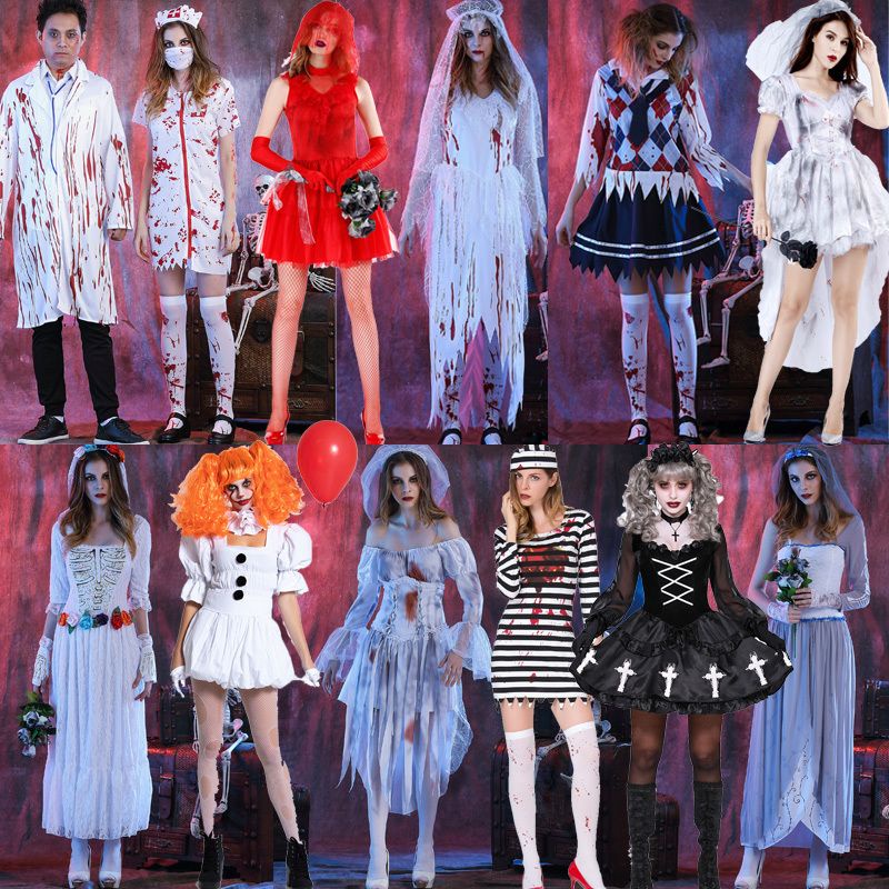 Halloween trang phục người lớn đóng vai ma cô dâu cosplay khủng bố đẫm máu quần áo dự tiệc ma cà rồng 8.4