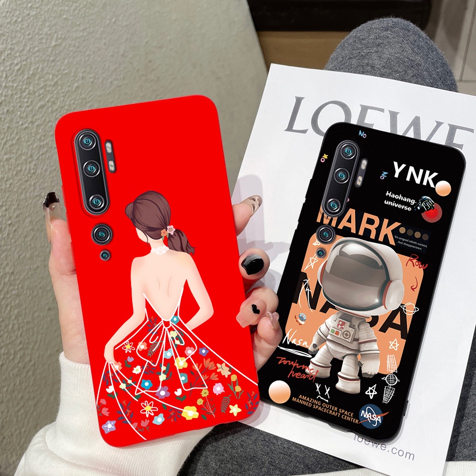 Ốp Điện Thoại Mềm Bo Viền Họa Tiết Đá Hoa Cương / Phi Hành Gia Màu Đen Cho Xiaomi  Note 10 Pro Mi CC9