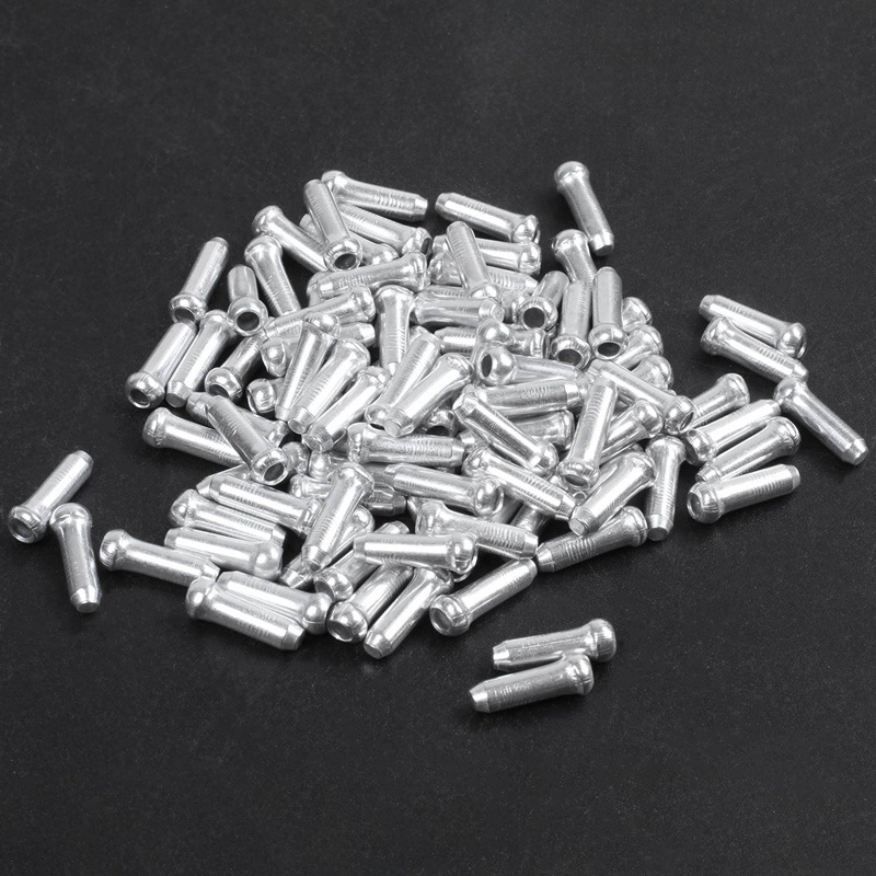 Set 100 Đầu Bọc Dây Phanh Xe Đạp + 10 Dây Cáp Chuyển Số Màu Bạc 190cm X 1.2mm