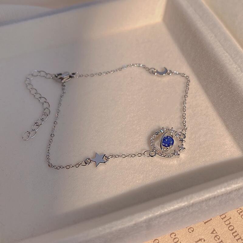 Vòng Tay Mạ Bạc 925 Hai Lớp Đính Đá Zircon Hình Trái Tim Có Thể Điều Chỉnh