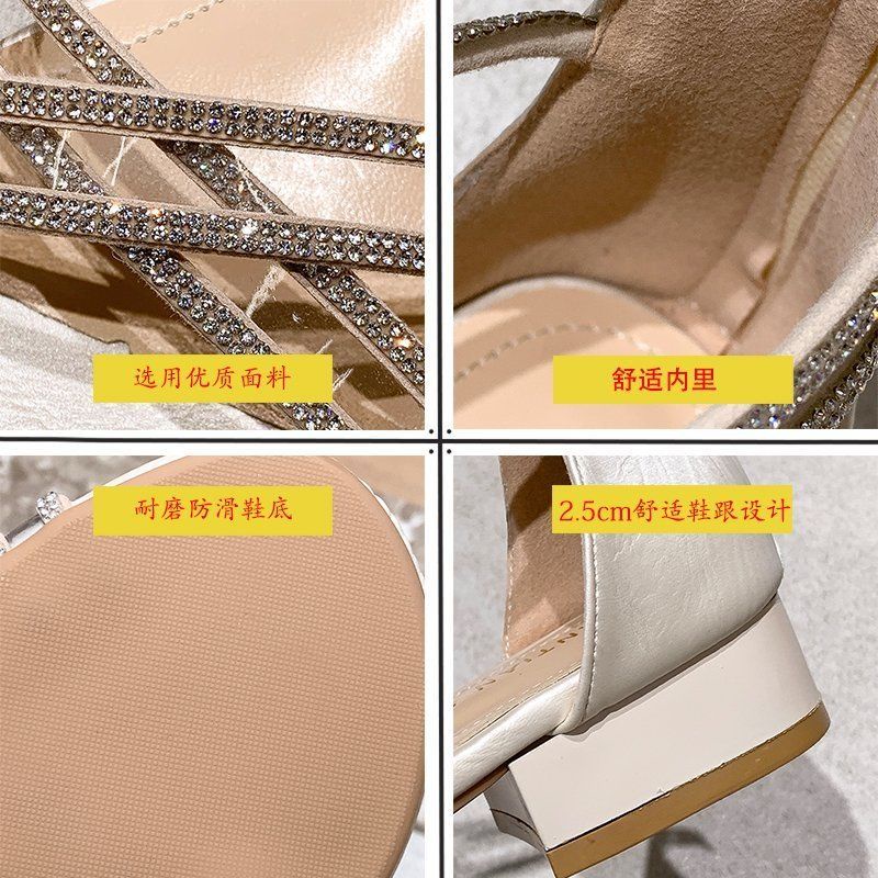 Xăng đan Đế Bằng Đính Đá Thời Trang Mùa Hè Cho Nữ