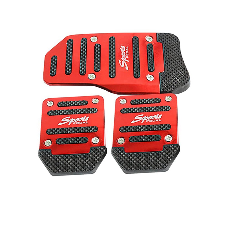 Bộ 3 Vỏ Bọc Bàn Đạp Phanh Ga Bằng Hợp Kim Nhôm Chống Trượt Màu Đỏ Tiện Dụng Cho Xe Hơi