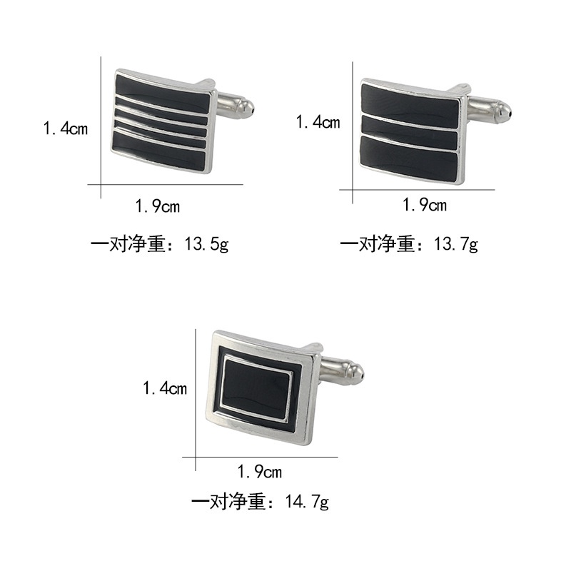 Khuy Măng Sét Kim Loại Tráng Men Màu Đen Cao Cấp Cho Nam