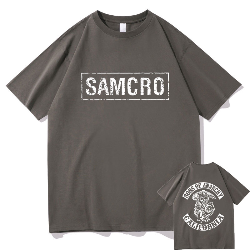 Áo Thun Cotton Tay Ngắn In Hình Sons of Anarchy SAMCRO Hai Mặt Phong Cách Hip Hop Thời Trang Mùa Hè Cho Nam