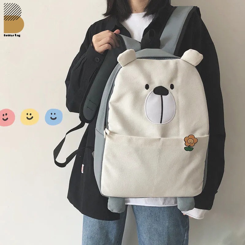 Balo hình thú siêu đáng yêu Ba Lô Đi Học Vải canvas Mềm In Họa Tiết Hoạt Hình Dễ Thương Phong Cách Nhật Bản Cho Nữ