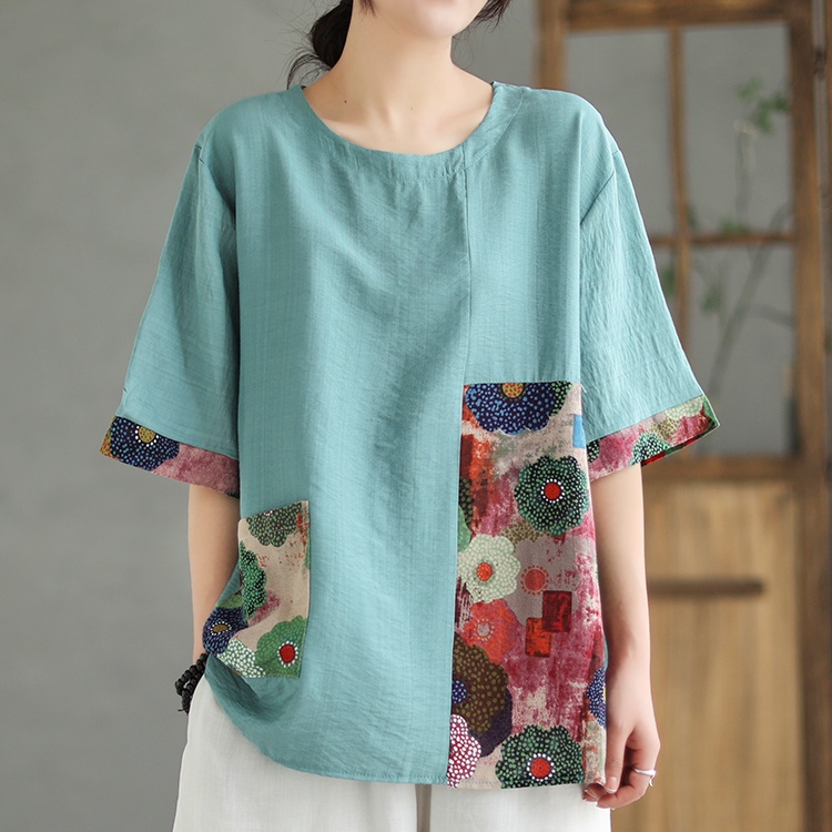 Áo Thun Cotton Lanh Mỏng Tay Ngắn Dáng Rộng Plus Size Thời Trang Mùa Hè Cho Nữ