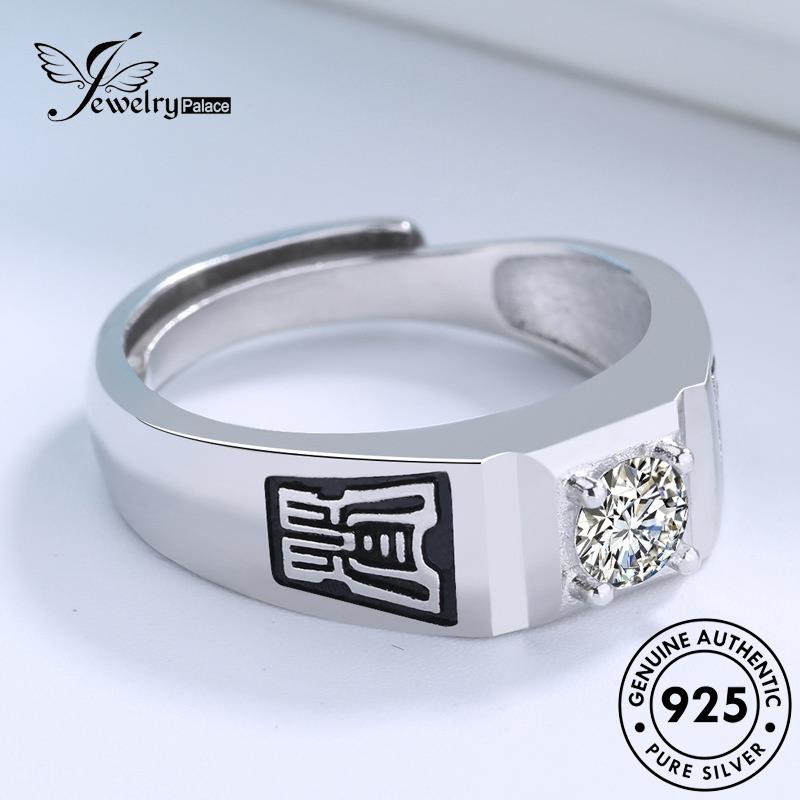 Jewellrypalace Nhẫn Vàng Kim Cương Moissanite Bạc Cá Tính Nguyên Bản Nam 925 R767