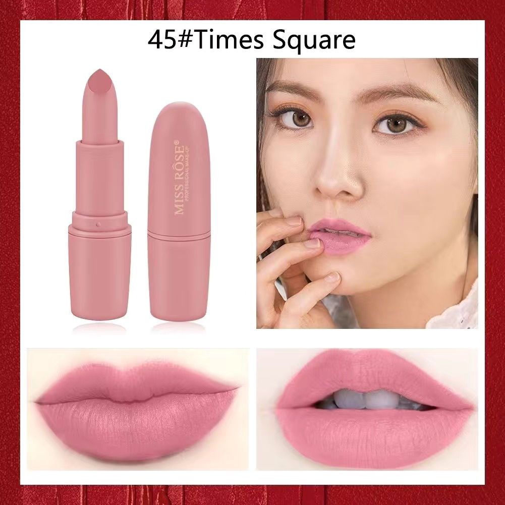 Barbie light pink rose pink peach pink plain milk tea nude ngoại thương bullet head red matte lip glaze