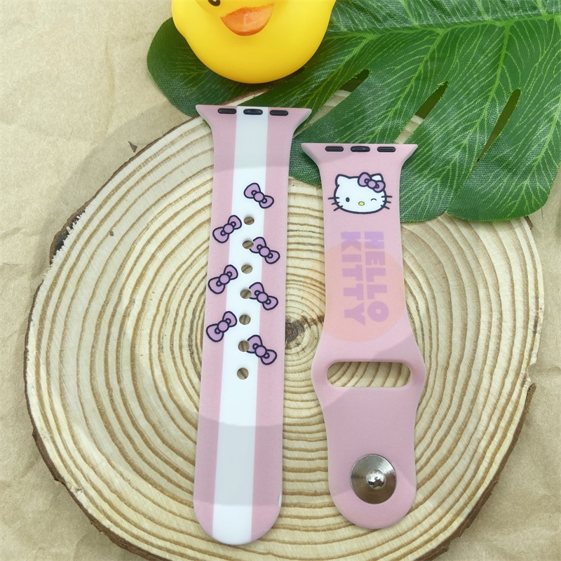 Dây Đeo Đồng Hồ Bằng Silicone Chống Nước &amp; Rơi Hình Hello Kitty Cho iWatch 7 / 6 / 5 / 4 / 3 / 2 / 1 / SE 38 / 40 / 41 / 42 / 44 /