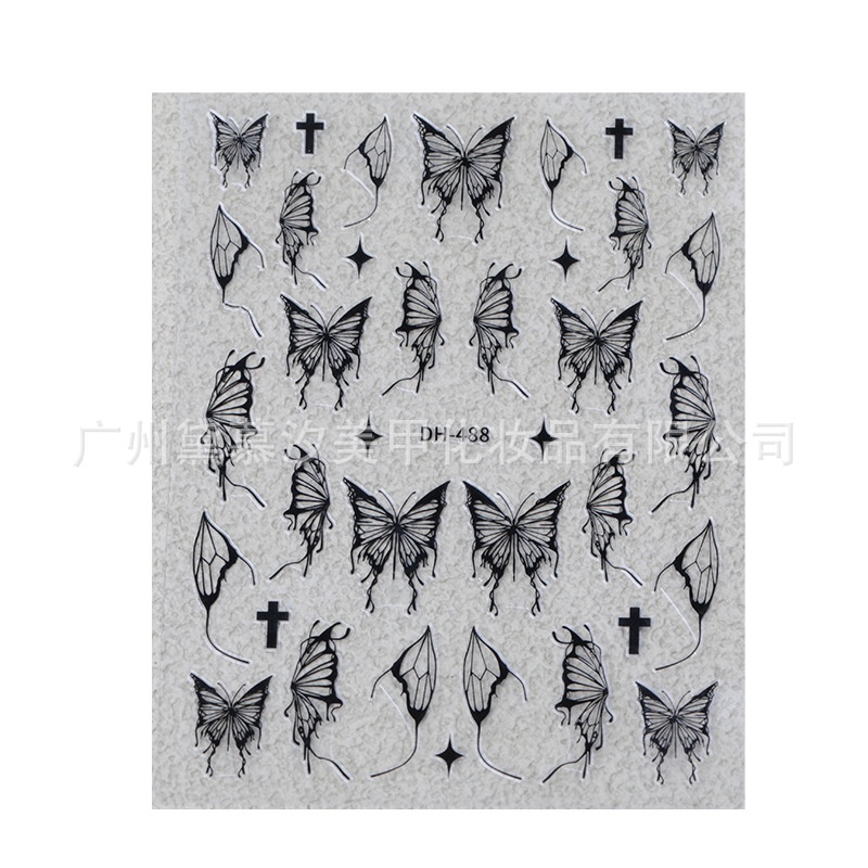 Hình Dán Trang Trí Móng Tay 3D Họa Tiết Bướm Rỗng Màu Laser Cực Quang Vàng Bạc Đen Trắng Phong Cách Mới Bán Chạy