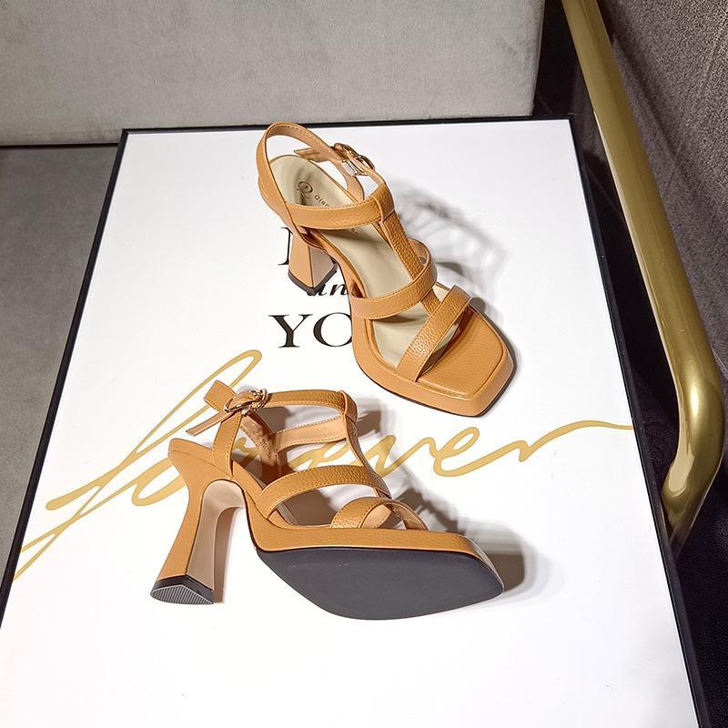 Sandal Cao Gót 9c Mùa Hè 2023 Phong Cách Mới Có Khóa Cài Sau Không Thấm Nước Cho Nữ