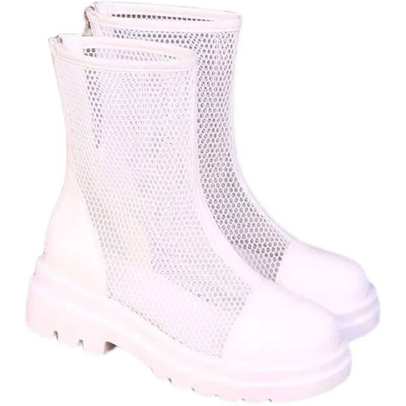 Giày Bốt Martin Mỏng Đế Dày Phối Lưới Thoáng Khí Thời Trang Mùa Hè 2023 Phong Cách Mới Cho Nữ