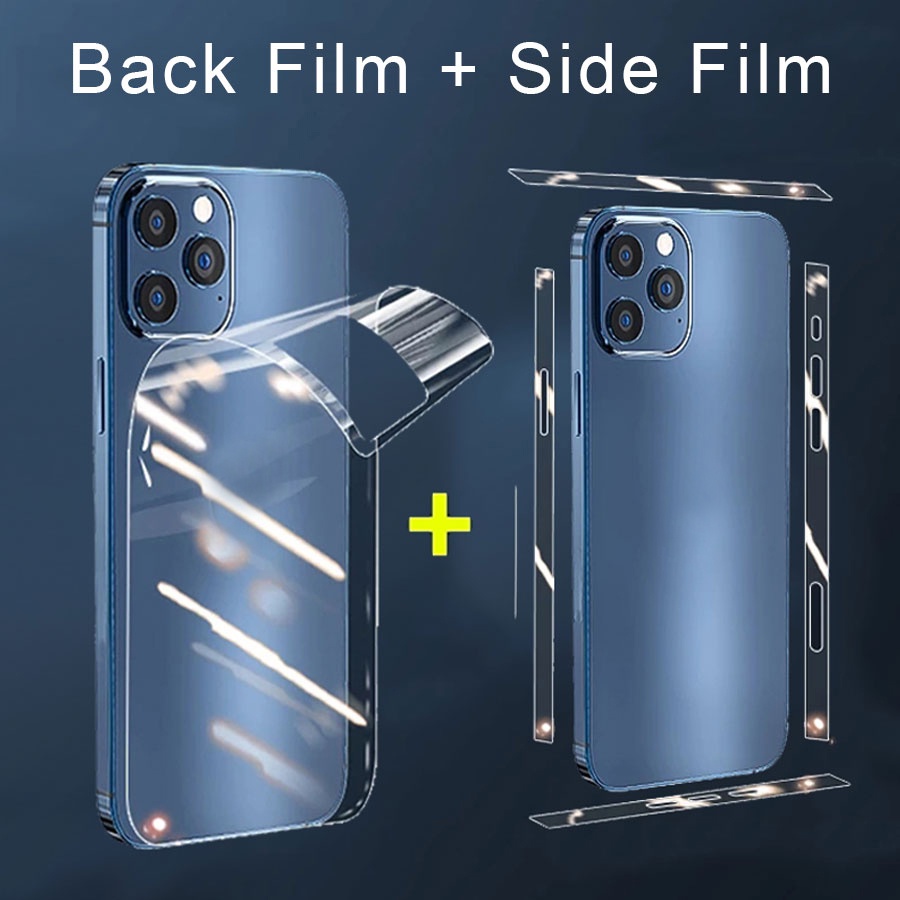 Miếng dán hydrogel mềm Bảo vệ mặt sau+Bảo vệ bên Viền Cho iPhone 14 15 Plus 11 12 13 14 15 Pro Max