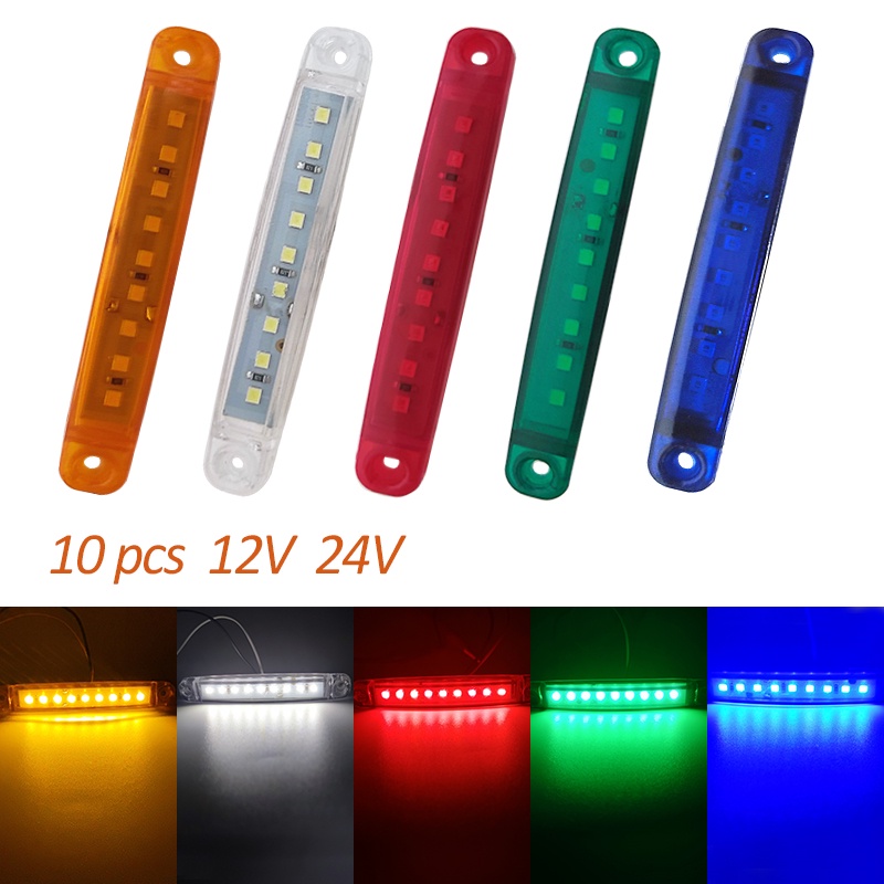 Bộ 10 Đèn LED 9 SMD 24V 12V Chuyên Dụng Cho Xe Tải