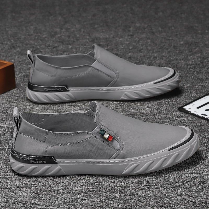Giày Lười Vải Canvas Phối Lụa Lạnh Siêu Nhẹ Thoáng Khí Thời Trang Mùa Xuân Cho Nam