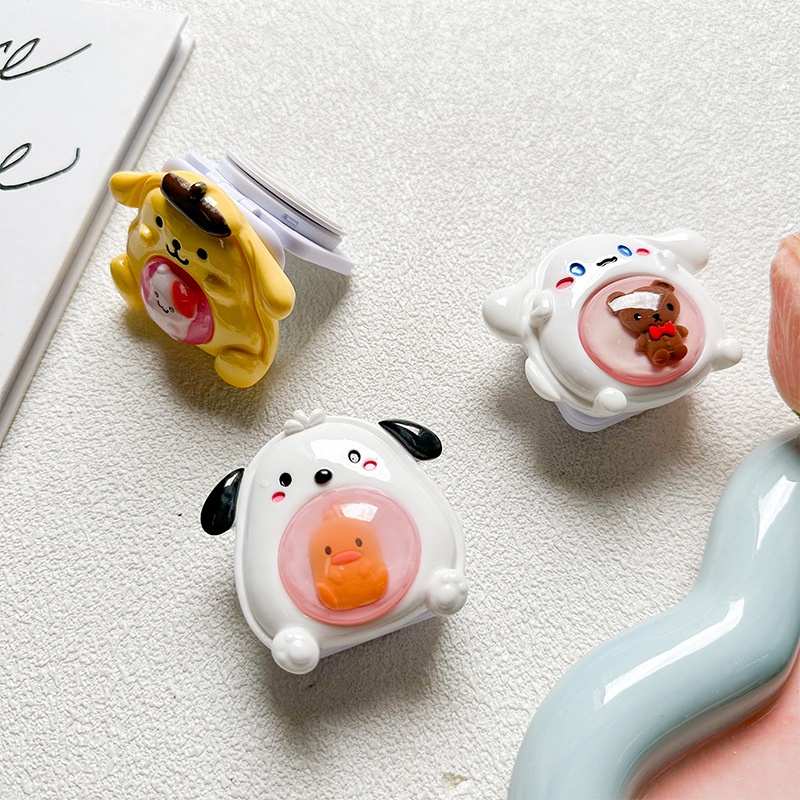 Gương Trang Điểm Nắp Gập Kiêm Giá Đỡ Điện Thoại Kiểu Dáng Hoạt Hình Dễ Thương