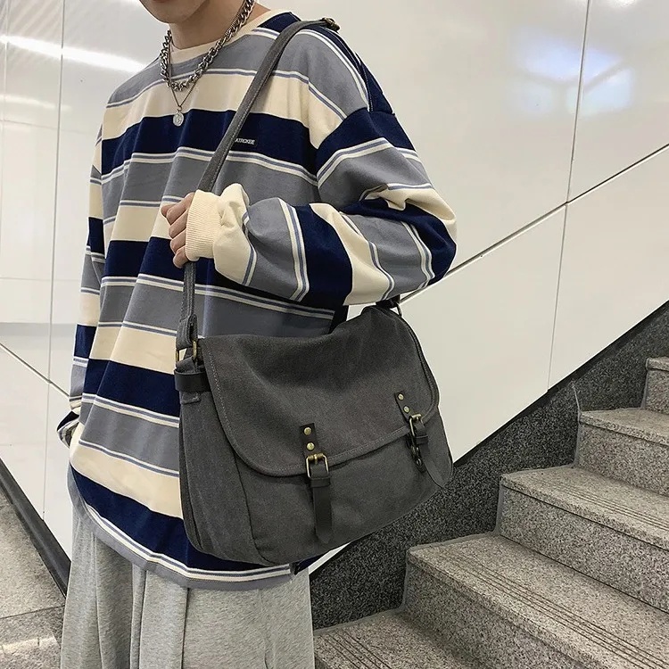 Túi Đeo Chéo Vai Bằng Vải Canvas Phong Cách Nhật Bản Dành Cho Nam Và Nữ bp302