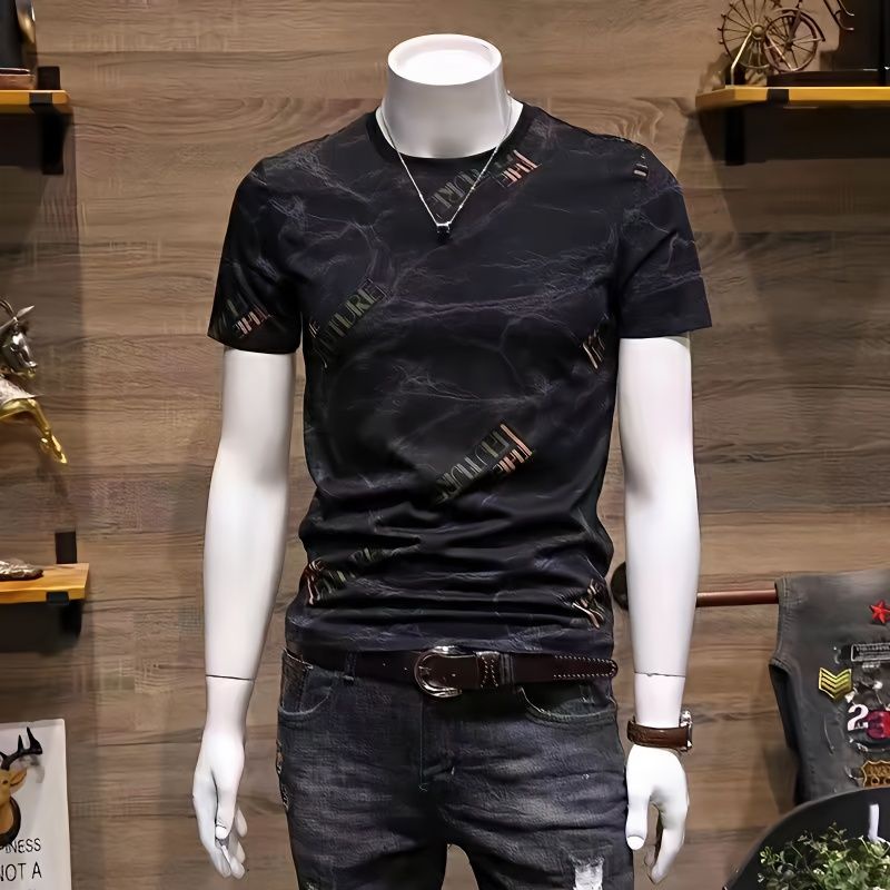 Áo nam Ngắn Tay In Chữ Phong Cách Hàn Quốc Mới