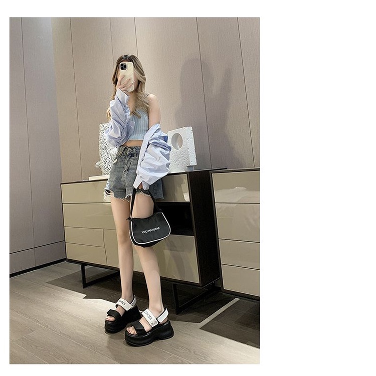 Xăng đan Thể Thao Đế Dày 7cm Phong Cách Châu Âu Thời Trang Mùa Hè 2023 Mới Cho Nữ