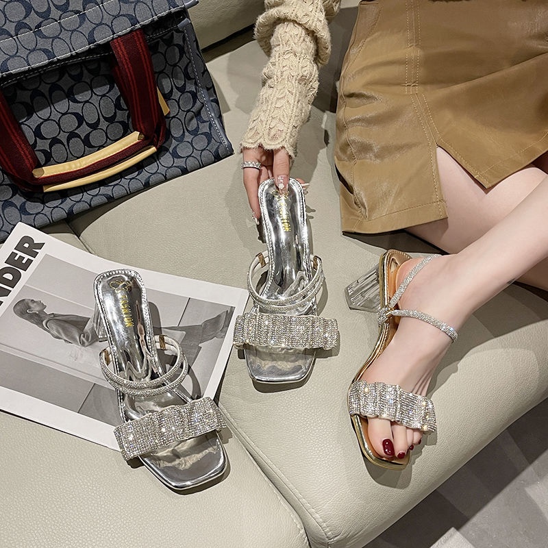 Giày Cao Gót Đính Đá Thời Trang Xuân Hè 2022 Cho Nữ