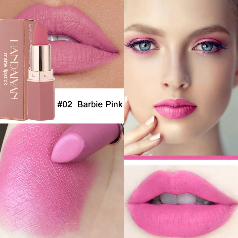 Barbie light pink rose pink peach pink plain milk tea nude ngoại thương bullet head red matte lip glaze