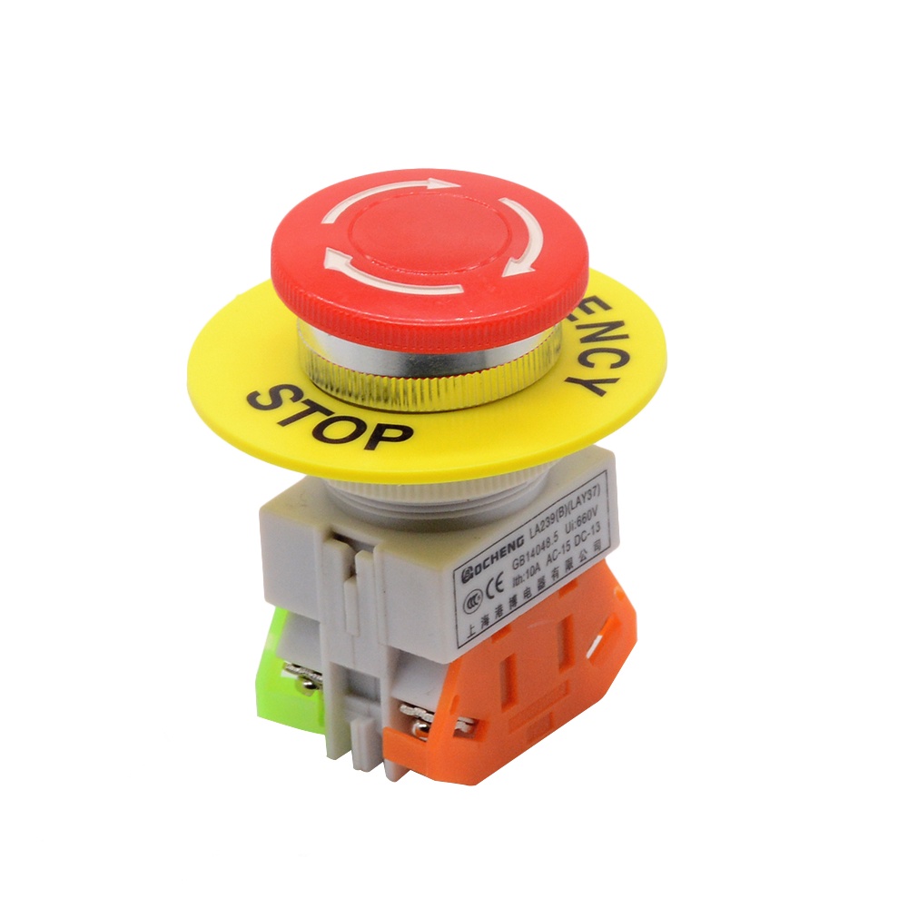 Đỏ Nắp Nấm 1NO 1NC DPST Dừng Khẩn Cấp Công Tắc Ấn Nút AC 660V 10A Nâng Thang Máy Chốt Tự Khóa