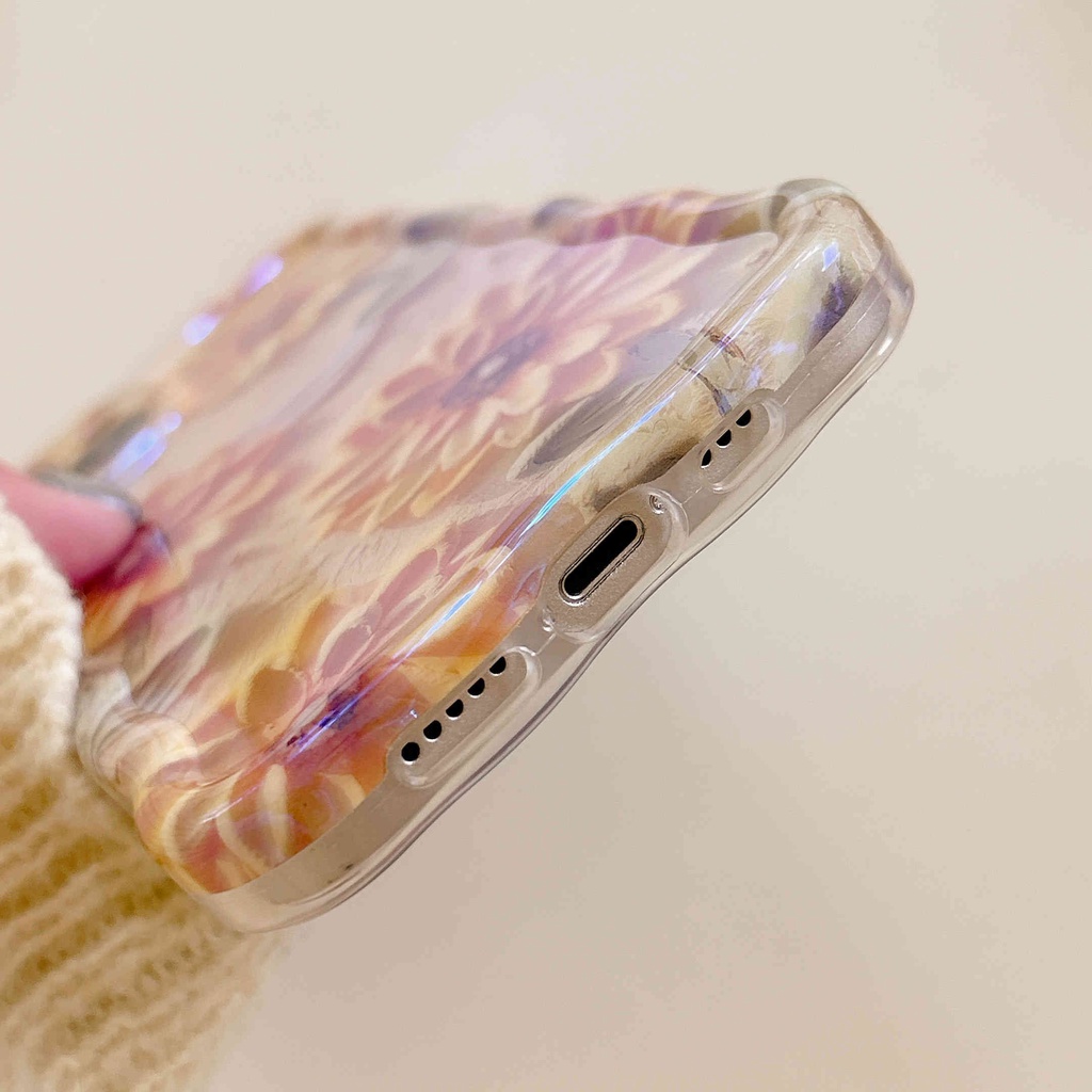 Ốp Điện Thoại imd Họa Tiết Hoa Sơn Dầu Cho iphone 15pro max 11 12 13 14pro max