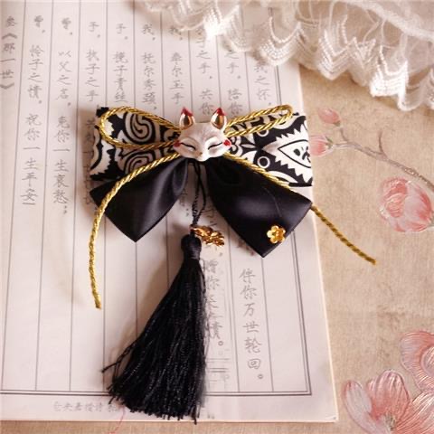 Hi-kid Kẹp Tóc Tua Rua Hóa Trang Thỏ Cáo Nhật Bản Thủ Công