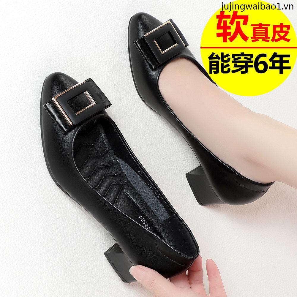 Giày Da Thật Đế Mềm Thoải Mái Thời Trang Xuân Thu 2021 Cho Nữ Trung Niên 40-50 Tuổi