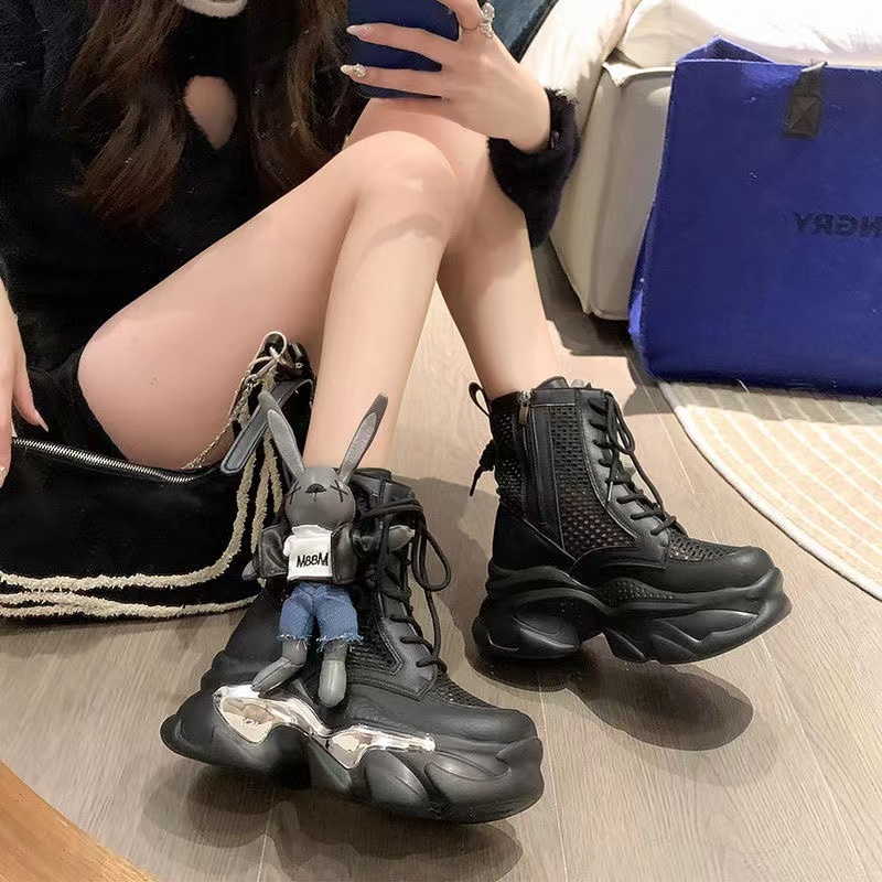 Giày Bốt Martin Phối Lưới Thoáng Khí Thời Trang Mùa Hè 2023 Cho Nữ