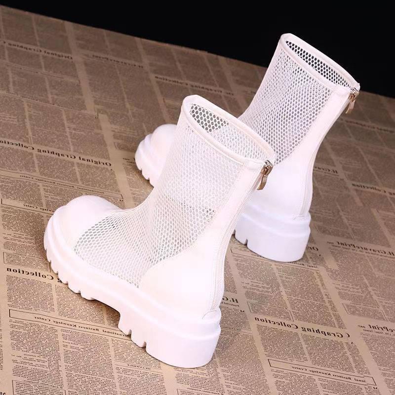 Giày Bốt Martin Mỏng Đế Dày Phối Lưới Thoáng Khí Thời Trang Mùa Hè 2023 Phong Cách Mới Cho Nữ