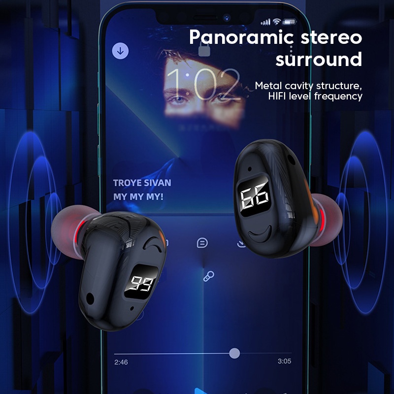 Tai Nghe Nhét Tai Bluetooth 5.2 Không Dây Mini Âm Thanh Stereo Sống Động Chất Lượng Cao