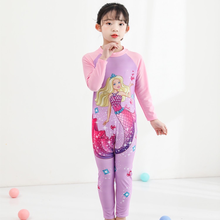 Bộ Đồ Bơi Liền Thân Tay Ngắn / Dài In Hình Elsa / Kỳ Lân Cho Bé Gái