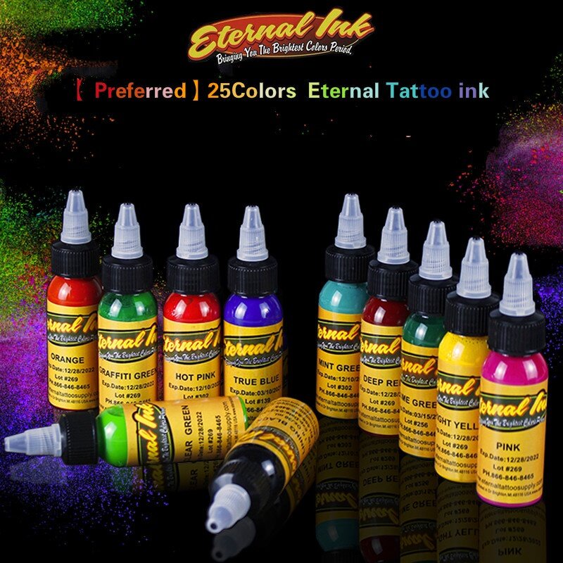 1oz 30ml 25 màu trên cơ thể vẽ hình xăm trên mực trang điểm vĩnh viễn màu lông mày sắc tố