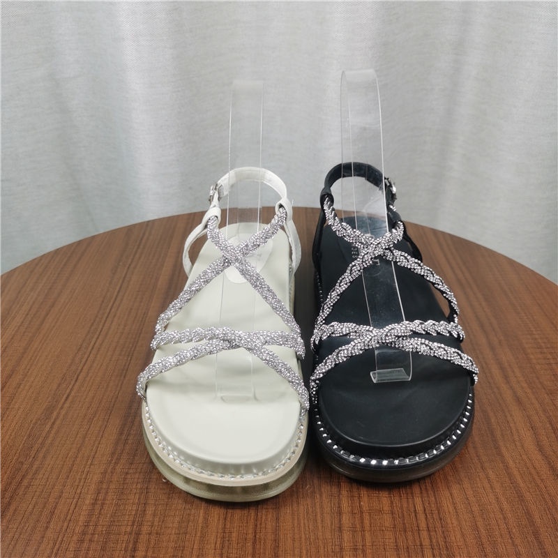 Giày Sandal Đế Mềm Dày Quai Đính Đá Thời Trang Mùa Hè 2022