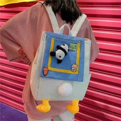 Ba Lô Đi Học Họa Tiết Hoạt Hình Vịt Donald Hai Chiều Dễ Thương Phong Cách Harajuku Cho Nữ