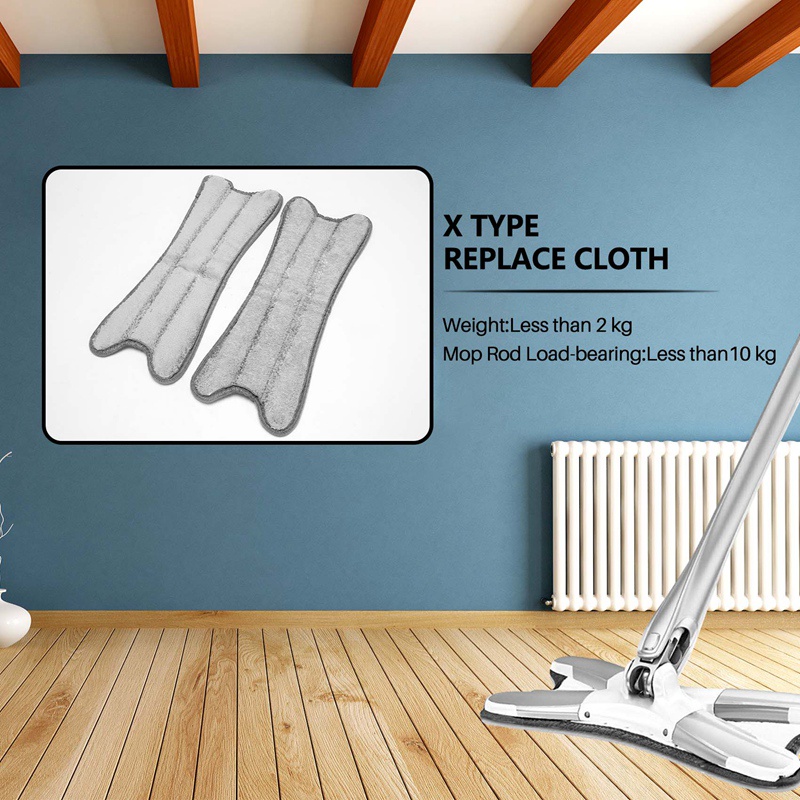 1 Bộ 2 Miếng Vải Lau Sàn Hình Chữ X Thay Thế Cho Cây Lau Nhà