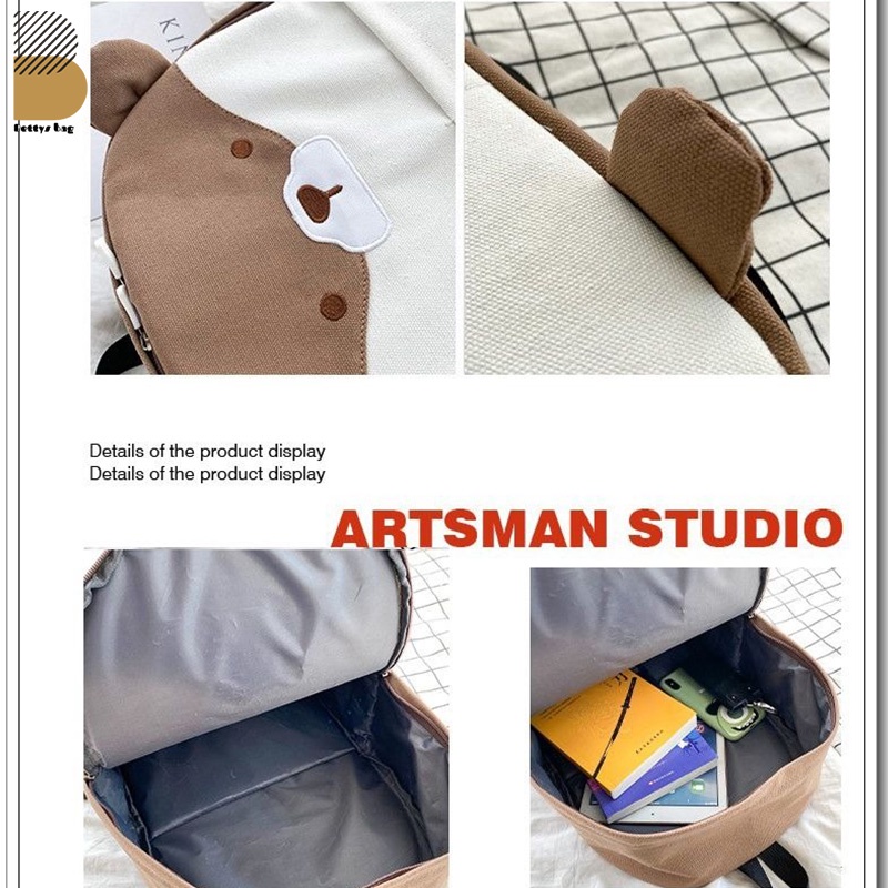 Balo hình thú siêu đáng yêu Ba Lô Đi Học Vải canvas Mềm In Họa Tiết Hoạt Hình Dễ Thương Phong Cách Nhật Bản Cho Nữ