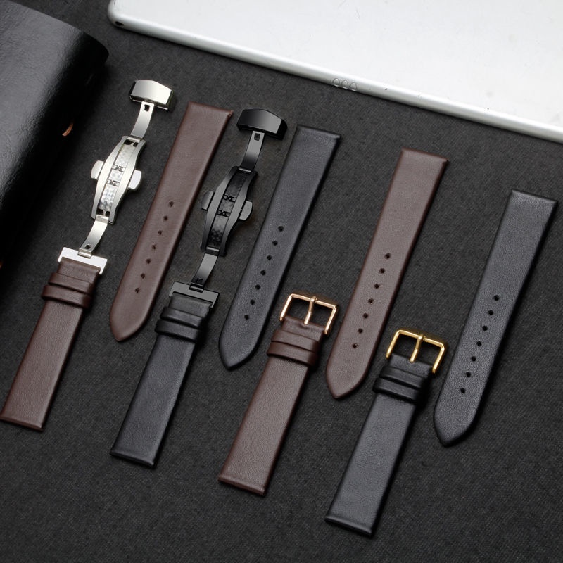 Dây Đeo Đồng Hồ Bằng Da Thật Cao Cấp Siêu Mỏng Mềm Mại Cho Nam Nữ Tissot CK Langqin DW Tianwang Yibo
